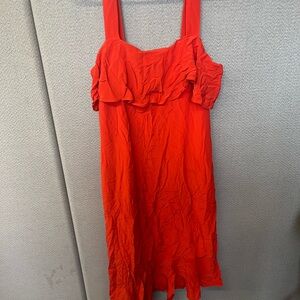Madewell silk Red Ruffled Tiered Sundress
